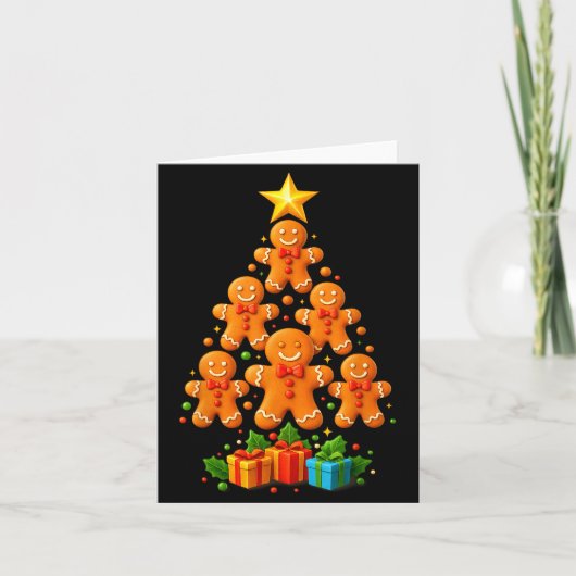 Cute Gingerbread Christmas Tree Holiday Funny Xmas カード (正面)