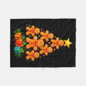 Cute Gingerbread Christmas Tree Holiday Funny Xmas フリースブランケット (正面(横))