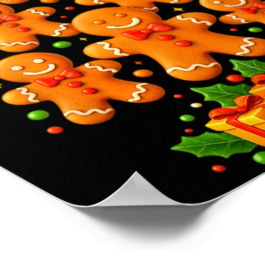 Cute Gingerbread Christmas Tree Holiday Funny Xmas ポスター (角)