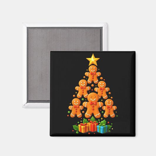 Cute Gingerbread Christmas Tree Holiday Funny Xmas マグネット (正面/裏面)