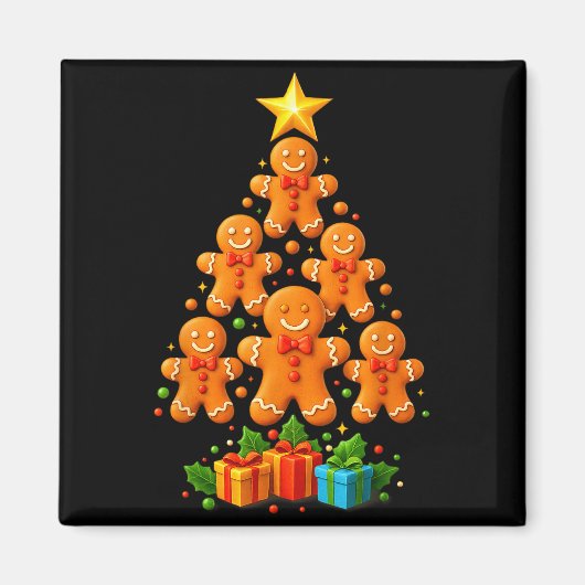 Cute Gingerbread Christmas Tree Holiday Funny Xmas マグネット (正面)