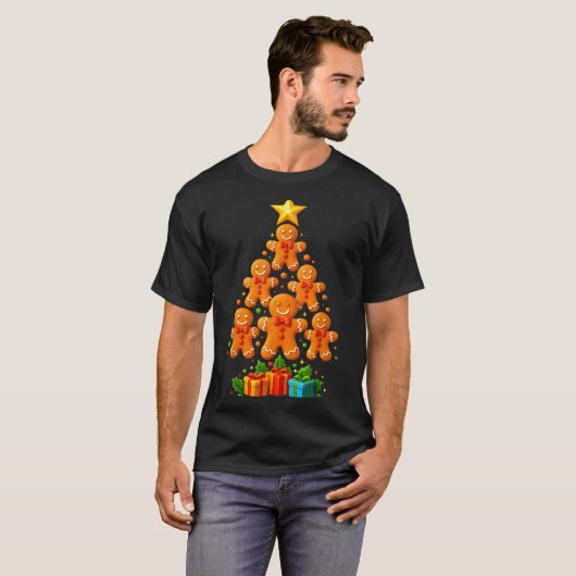 Cute Gingerbread Christmas Tree Holiday Funny Xmas Tシャツ (正面フル)