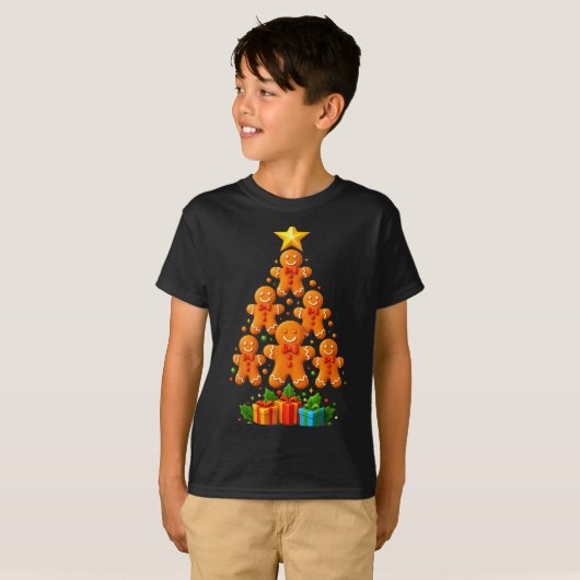 Cute Gingerbread Christmas Tree Holiday Funny Xmas Tシャツ (正面フル)