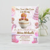 Cute Gingerbread Cookie baby shower invitation 招待状 (スタンド正面)