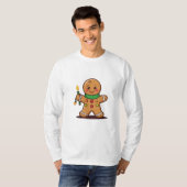 Cute Gingerbread Cookie Holding Christmas Light Tシャツ (正面フル)