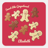 Cute Gingerbread Cookie Holiday スクエアシール (正面)