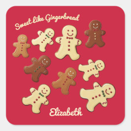 Cute Gingerbread Cookie Holiday スクエアシール