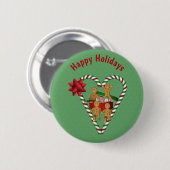 Cute Gingerbread Cookie Men Christmas Holiday 缶バッジ (正面&裏面)