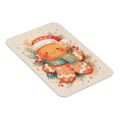 Cute Gingerbread Cookie Wearing Santa Hat マグネット (右側)