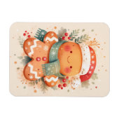 Cute Gingerbread Cookie Wearing Santa Hat マグネット (横)