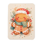 Cute Gingerbread Cookie Wearing Santa Hat マグネット (縦)
