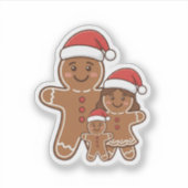 Cute Gingerbread Friends Family with Santa Hats  シール (正面)