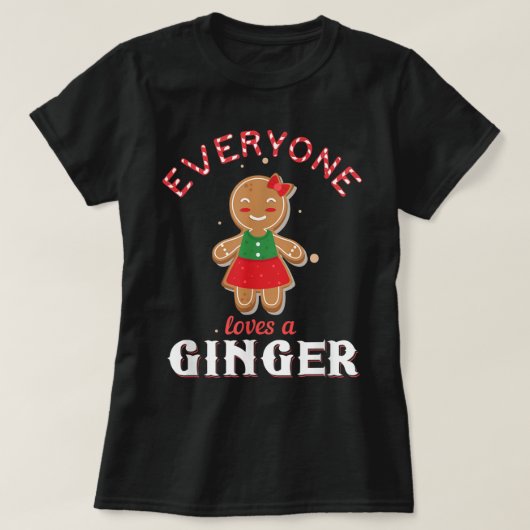 Cute Gingerbread Girl Christmas Design Tシャツ (デザイン正面)