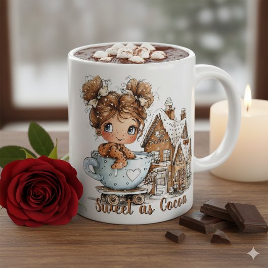 Cute Gingerbread Girl in Teacup Christmas  ツートーンマグカップ