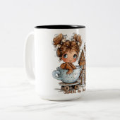 Cute Gingerbread Girl in Teacup Christmas  ツートーンマグカップ (正面左)