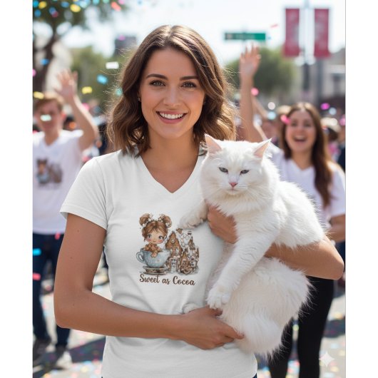 Cute Gingerbread Girl in Teacup Christmas Tシャツ