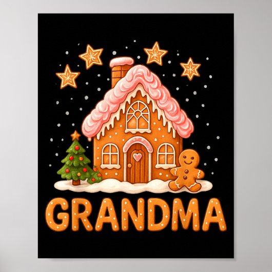 Cute Gingerbread Grandma Merry Christmas Funny  ポスター (正面)