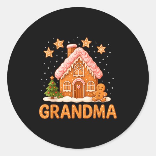 Cute Gingerbread Grandma Merry Christmas Funny ラウンドシール (正面)