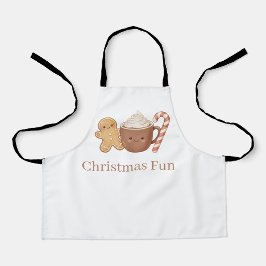 Cute Gingerbread & Hot Cocoa Kids' Christmas Fun P エプロン (正面)