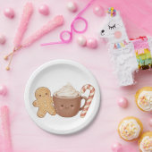 Cute Gingerbread & Hot Cocoa Kids' Christmas Fun P ペーパープレート (パーティー)