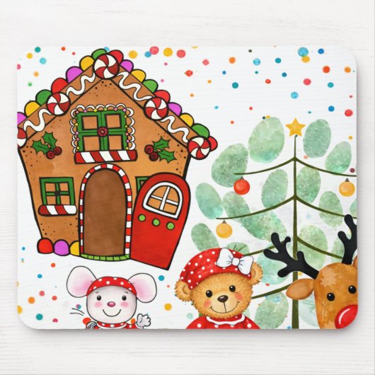 Cute Gingerbread House Christmas Mousepad マウスパッド (正面)