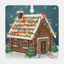 Cute Gingerbread House Christmas Ornament メタルオーナメント