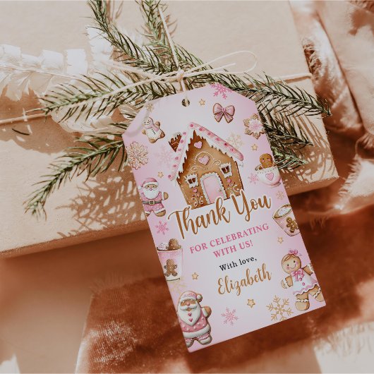 Cute Gingerbread House Girl Birthday Party ギフトタグ