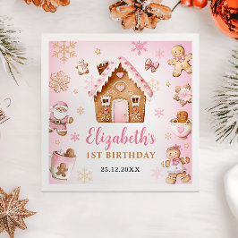 Cute Gingerbread House Girl Birthday Party スタンダードカクテルナプキン