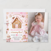 Cute Gingerbread House Girl Birthday Photo 招待状 (正面)