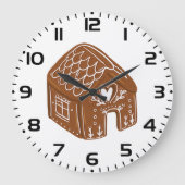 Cute Gingerbread House Holiday Cookie ラージ壁時計 (正面)