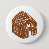 Cute Gingerbread House Holiday Cookie 缶バッジ (正面)