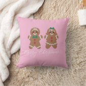 Cute gingerbread kids with bows クッション (ブランケット)