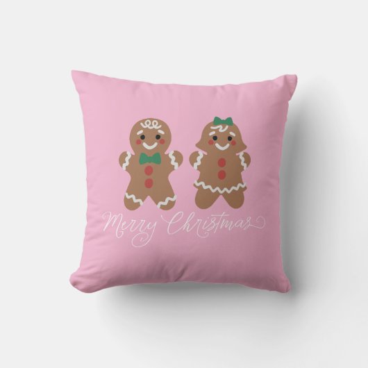 Cute gingerbread kids with bows クッション (正面)