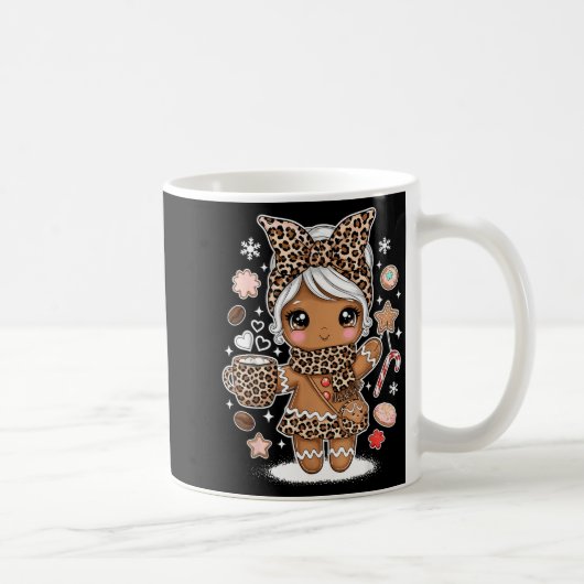 Cute Gingerbread Leopard Christmas Xmas Girl Women コーヒーマグカップ (右)