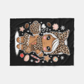 Cute Gingerbread Leopard Christmas Xmas Girl Women フリースブランケット (正面(横))
