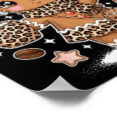 Cute Gingerbread Leopard Christmas Xmas Girl Women ポスター (角)