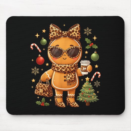 Cute Gingerbread Leopard Christmas Xmas Girl Women マウスパッド (正面)