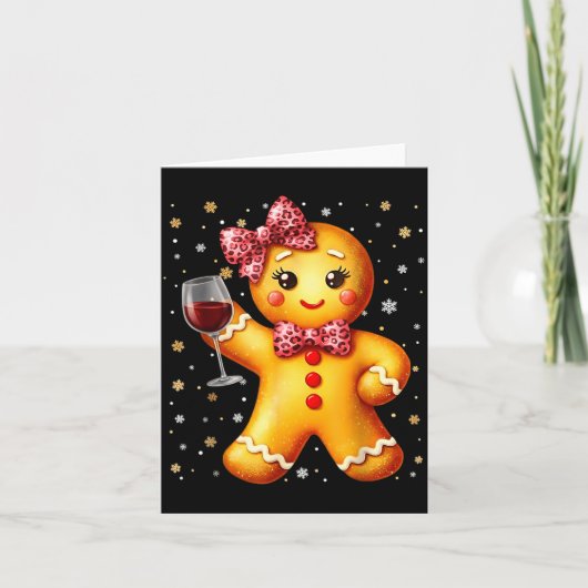 Cute Gingerbread Leopard Coquette Christmas Wine X カード (正面)