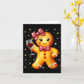 Cute Gingerbread Leopard Coquette Christmas Wine X カード (黄色い花)
