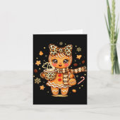Cute Gingerbread Leopard Coquette Christmas Xmas W カード (正面)