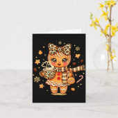 Cute Gingerbread Leopard Coquette Christmas Xmas W カード (黄色い花)