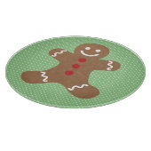 Cute Gingerbread Man and Green Polka Dots カッティングボード (角)