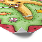 Cute Gingerbread Man Blowing Horn, Christmas Candy ポスター (角)