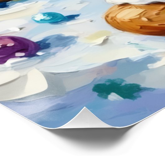 Cute Gingerbread Man Cheerful Christmas Cookie Art ポスター (コーナー)