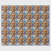 Cute Gingerbread Man Cheerful Christmas Cookie Art ラッピングペーパー (フラット)