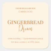 Cute Gingerbread Man Christmas Candle Label スクエアシール (正面)