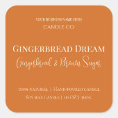 Cute Gingerbread Man Christmas Candle Label スクエアシール (正面)