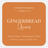 Cute Gingerbread Man Christmas Candle Label スクエアシール (正面)