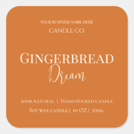 Cute Gingerbread Man Christmas Candle Label スクエアシール