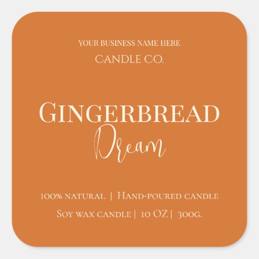 Cute Gingerbread Man Christmas Candle Label スクエアシール (正面)